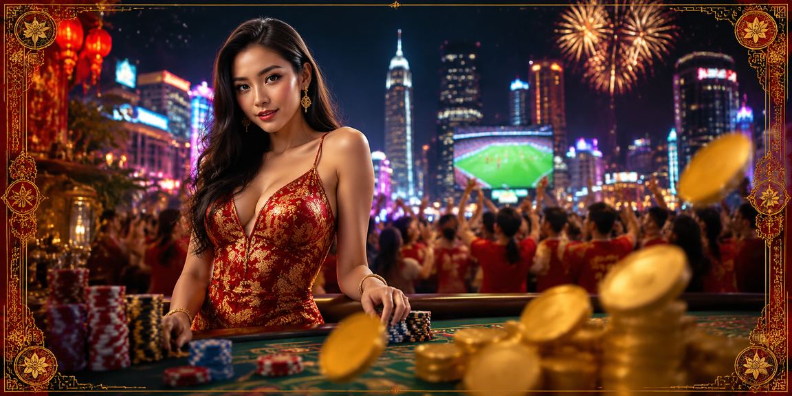 Khung cảnh casino neon về đêm tại thành phố Hồ Chí Minh, Việt Nam